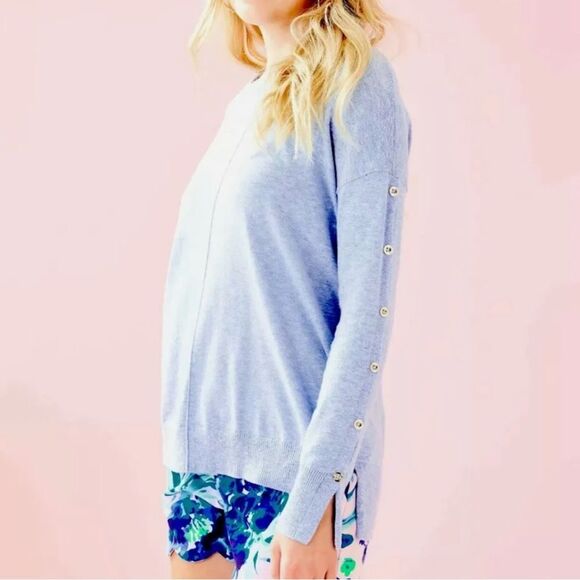 Lilly Pulitzer Melenie Coolmax Sweater Heathered Blue Peri NWT - Picture 1 of 8